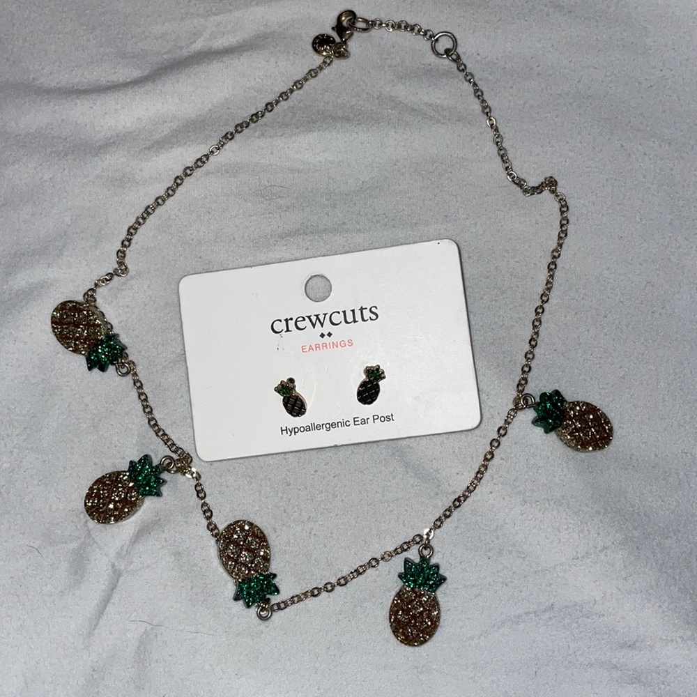 J Crew crewcuts pineapple earrings and necklace